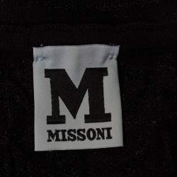 Pre Owned M Missoni Black Embossed Knit Tie-Up Strap Sheer Top S
