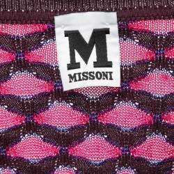 مملوكة مسبقًا M Missoni Pink Chevron Pattern Knitted Buttoned Cardigan S