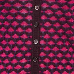 مملوكة مسبقًا M Missoni Pink Chevron Pattern Knitted Buttoned Cardigan S