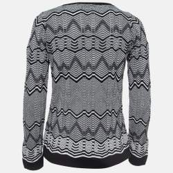 Pre Owned M Missoni Monochrome Chevron Pattern Crew Neck Sweatshirt S