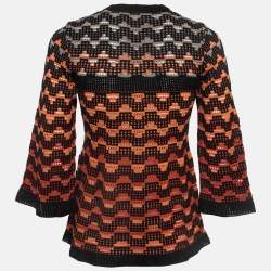 Pre Owned M Missoni Orange Eyelet Knitted Flared Sweatshirt S