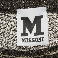 Pre Owned M Missoni Black/White Chevron Lurex Knit Bell Sleeve Sweatshirt M