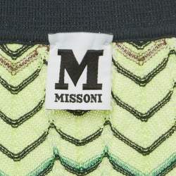 Pre Owned M Missoni Green Chevron Pattern Knit V-Neck Top L