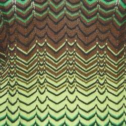 Pre Owned M Missoni Green Chevron Pattern Knit V-Neck Top L
