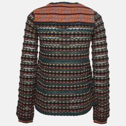مملوكة مسبقًا M Missoni Multicolor Patterned Knit Long Sleeve Top S