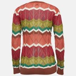 Pre Owned M Missoni Multicolor Patterned Knit Buttoned Cardigan S