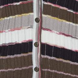 M Missoni Beige Striped Knit Button Front Cardigan L