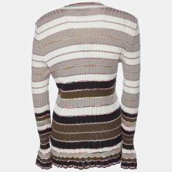 M Missoni Beige Striped Knit Button Front Cardigan L