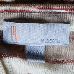 M Missoni Beige Striped Knit Button Front Cardigan L