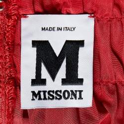 Pre Owned M Missoni Red Faille Pleated Maxi Skirt M