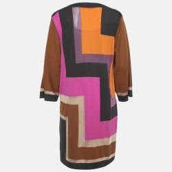 Pre Owned M Missoni Multicolor Geometric Pattern Wool Shift Dress M