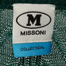Pre Owned M Missoni Green Cable Knit Mock Neck Short Dress M