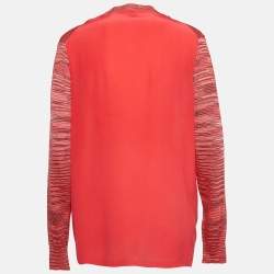 M Missoni Pink Patterned Knit Button Front Cardigan M