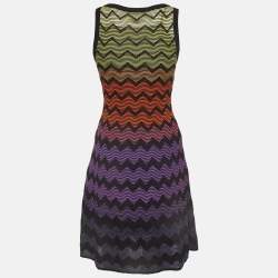Pre Owned M Missoni Multicolor Zig-Zag Patterned Knit Dress S