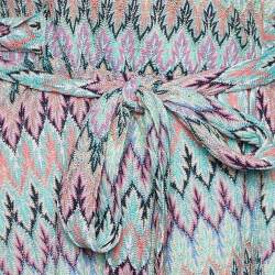 Pre Owned M Missoni Multicolor Chevron Knit Maxi Wrap Dress S  