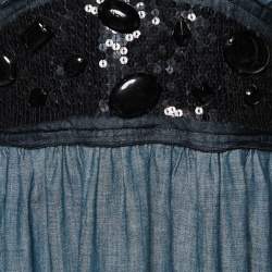M Missoni Blue Sequin and Pebble Print Cotton Maxi Dress M