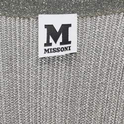 Pre Owned M Missoni Green Lurex Knit Open Cardigan M