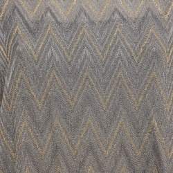 Pre Owned M Missoni Grey & Gold Chevron Pattern Lurex Knit Short Dress S