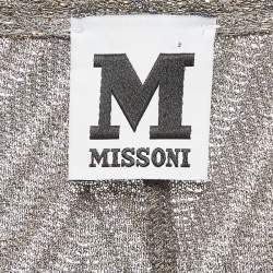 Pre Owned M Missoni Grey & Gold Chevron Pattern Lurex Knit Short Dress S