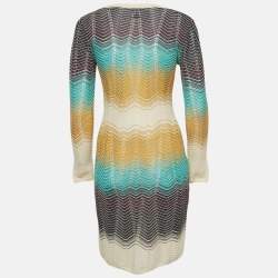 Pre Owned M Missoni Chevron Pattern Knit Mini Dress S
