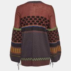 Pre Owned M Missoni Multicolor Wool Blend Buttoned Front Cardigan L