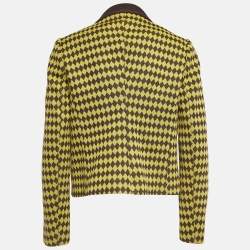 Pre Owned M Missoni Yellow/Brown Checked Knit Blazer M