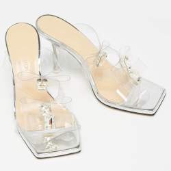 Mach & Mach Transparent PVC French Triple Bow Slide Sandals Size 37