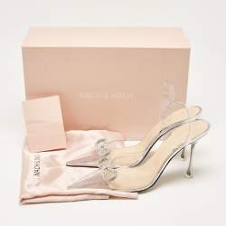 Pre Owned جذاء كعب عالي ماتش أند ماتش جورجيا ساتان أسود مزخرف كريستال مقاس 39