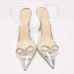 Pre Owned جذاء كعب عالي ماتش أند ماتش جورجيا ساتان أسود مزخرف كريستال مقاس 39