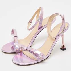 Mach & Mach Purple Iridescent Leather French Bow Sandals Size 36