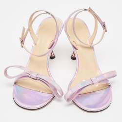 Mach & Mach Purple Iridescent Leather French Bow Sandals Size 36