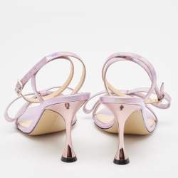 Mach & Mach Purple Iridescent Leather French Bow Sandals Size 36