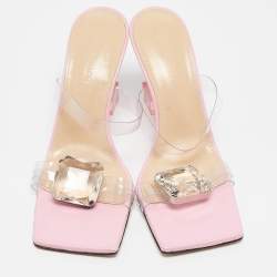 Mach & Mach Transparent PVC Crystal Square Slide Sandals Size 38