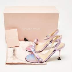 Mach & Mach Purple Iridescent Leather French Bow Sandals Size 37