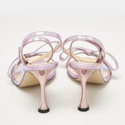 Mach & Mach Purple Iridescent Leather French Bow Sandals Size 38