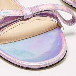 Mach & Mach Purple Iridescent Leather French Bow Sandals Size 38