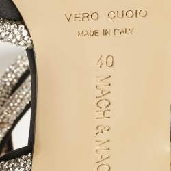 Pre Owned Mach & Mach Black Satin Embellished Double Bow Ankle Strap Pumps Size 40