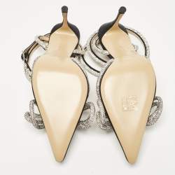 Pre Owned Mach & Mach Black Satin Embellished Double Bow Ankle Strap Pumps Size 40