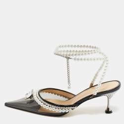 Mach & Mach Black PVC Diamond of Elizabeth Imitation Pearl Pumps Size 39