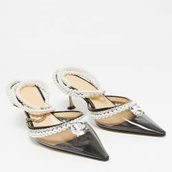 Mach & Mach Black PVC Diamond of Elizabeth Imitation Pearl Pumps Size 39