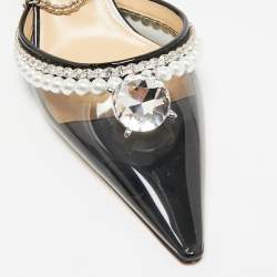 Mach & Mach Black PVC Diamond of Elizabeth Imitation Pearl Pumps Size 39
