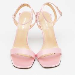 Pre Owned Mach & Mach Pink Satin Wonder Tulip Ankle Strap Sandals Size 39