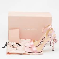Pre Owned Mach & Mach Pink Satin Wonder Tulip Ankle Strap Sandals Size 39
