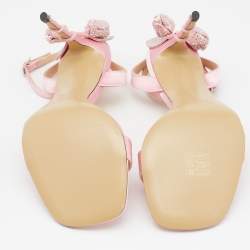 Pre Owned Mach & Mach Pink Satin Wonder Tulip Ankle Strap Sandals Size 39