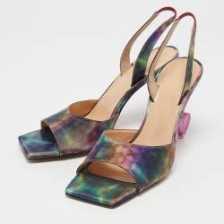 Mach & Mach Multicolor Kaleidoscope Print PVC Slingback Sandals Size 39