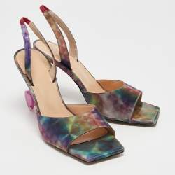 Mach & Mach Multicolor Kaleidoscope Print PVC Slingback Sandals Size 39