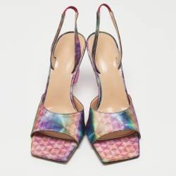 Mach & Mach Multicolor Kaleidoscope Print PVC Slingback Sandals Size 39