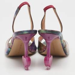 Mach & Mach Multicolor Kaleidoscope Print PVC Slingback Sandals Size 39