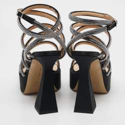 Mach & Mach Black Satin Sydney Platform Sandals Size 40