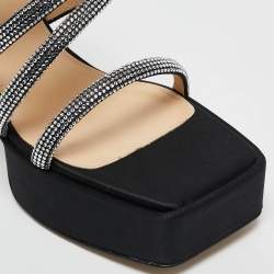 Mach & Mach Black Satin Sydney Platform Sandals Size 40